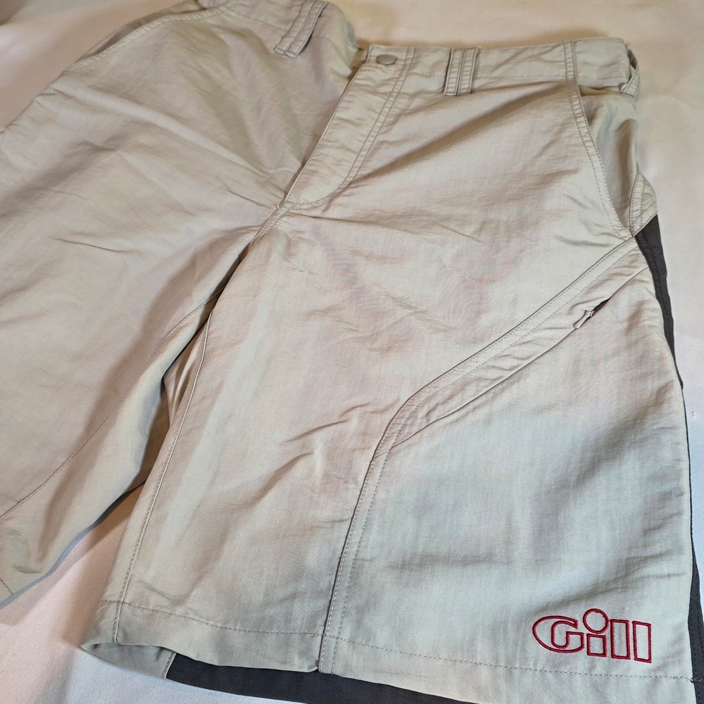 Gill Sailing Shorts Tan Grey Mens Large Nylon Technical Boat Cargo Yachting